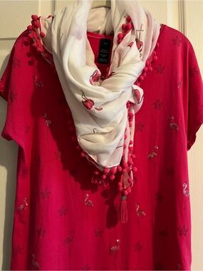 Pink Flamingo & Floral Sequin Tee – Size 6